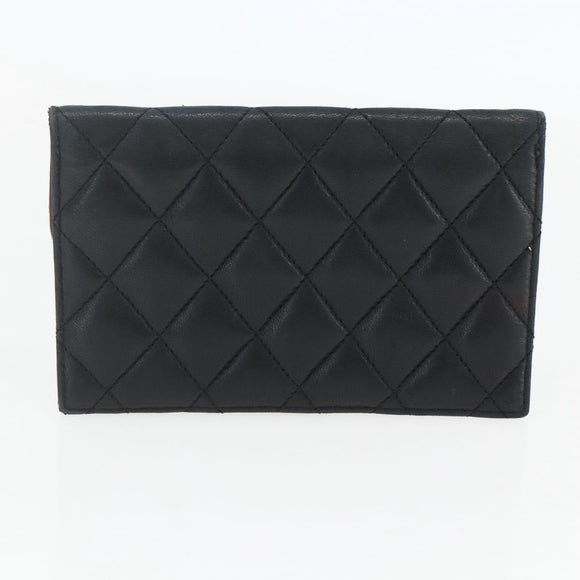 CHANEL Matelasse Chain Shoulder Bag Lamb Skin Black Gold CC Auth 157399A