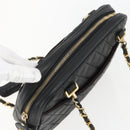 CHANEL Matelasse Chain Shoulder Bag Lamb Skin Black Gold CC Auth 157399A-6