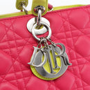 Christian Dior Lady Dior Canage Hand Bag Leather 2way Pink Silver Auth 157405SAM-19