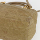 Christian Dior Lady Dior Canage Hand Bag Nylon 2way Beige Gold Auth 157406-17