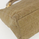 Christian Dior Lady Dior Canage Hand Bag Nylon 2way Beige Gold Auth 157406-18