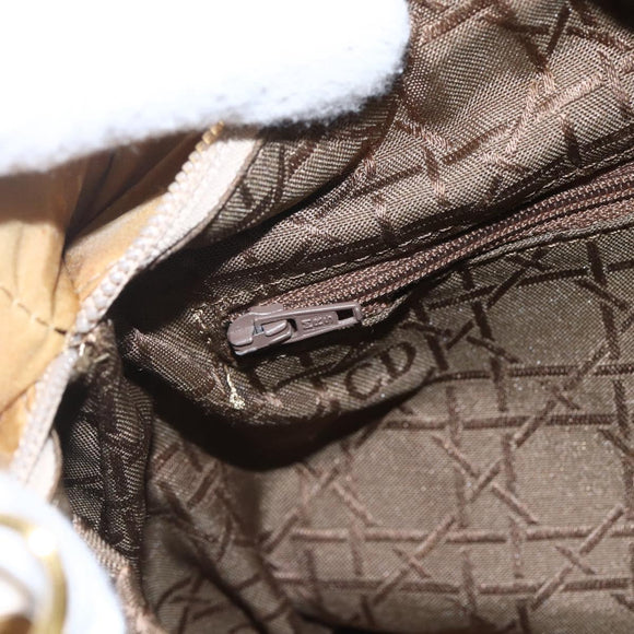 Christian Dior Lady Dior Canage Hand Bag Nylon 2way Beige Gold Auth 157406