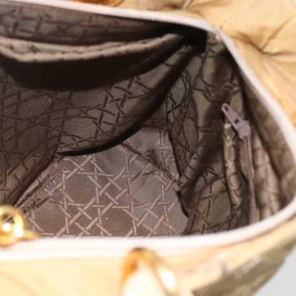 Christian Dior Lady Dior Canage Hand Bag Nylon 2way Beige Gold Auth 157406