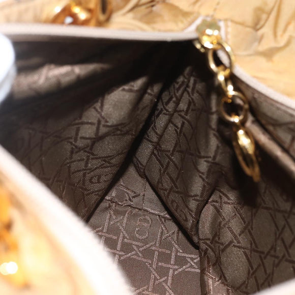 Christian Dior Lady Dior Canage Hand Bag Nylon 2way Beige Gold Auth 157406