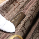 Christian Dior Lady Dior Canage Hand Bag Nylon 2way Beige Gold Auth 157406-11