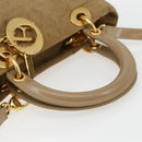 Christian Dior Lady Dior Canage Hand Bag Nylon 2way Beige Gold Auth 157406-7