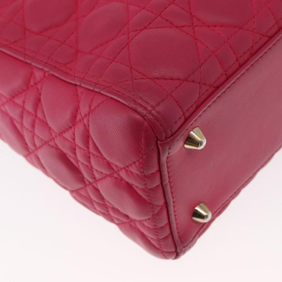 Christian Dior Lady Dior Canage Hand Bag Leather 2way Pink Gold Auth 157410V