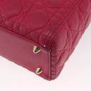 Christian Dior Lady Dior Canage Hand Bag Leather 2way Pink Gold Auth 157410V-13