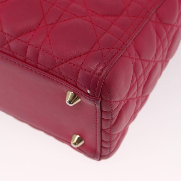 Christian Dior Lady Dior Canage Hand Bag Leather 2way Pink Gold Auth 157410V