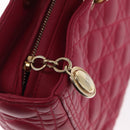 Christian Dior Lady Dior Canage Hand Bag Leather 2way Pink Gold Auth 157410V-15