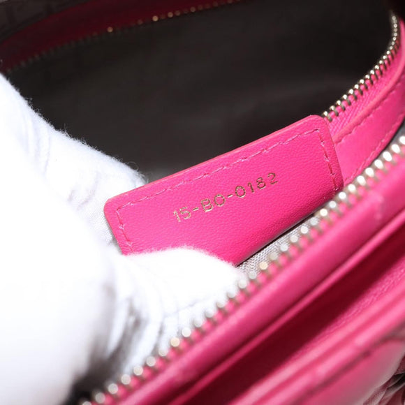 Christian Dior Lady Dior Canage Hand Bag Leather 2way Pink Gold Auth 157410V