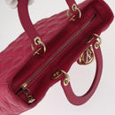 Christian Dior Lady Dior Canage Hand Bag Leather 2way Pink Gold Auth 157410V-6