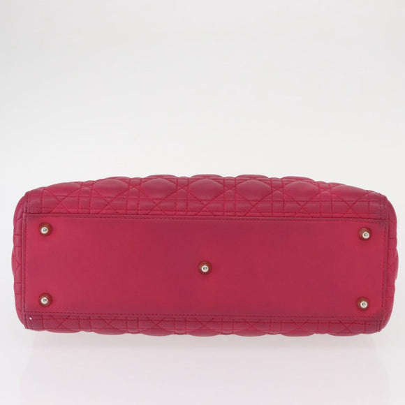 Christian Dior Lady Dior Canage Hand Bag Leather 2way Pink Gold Auth 157410V