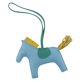 HERMES Rodeo Charm MM Charm Leather Light Blue Auth 157414SAM