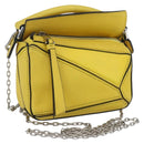 LOEWE Puzzle Chain Shoulder Bag Leather 2way Yellow Auth 157417M-1
