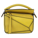 LOEWE Puzzle Chain Shoulder Bag Leather 2way Yellow Auth 157417M-13