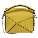 LOEWE Puzzle Chain Shoulder Bag Leather 2way Yellow Auth 157417M-2