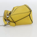 LOEWE Puzzle Chain Shoulder Bag Leather 2way Yellow Auth 157417M-3