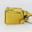 LOEWE Puzzle Chain Shoulder Bag Leather 2way Yellow Auth 157417M-4