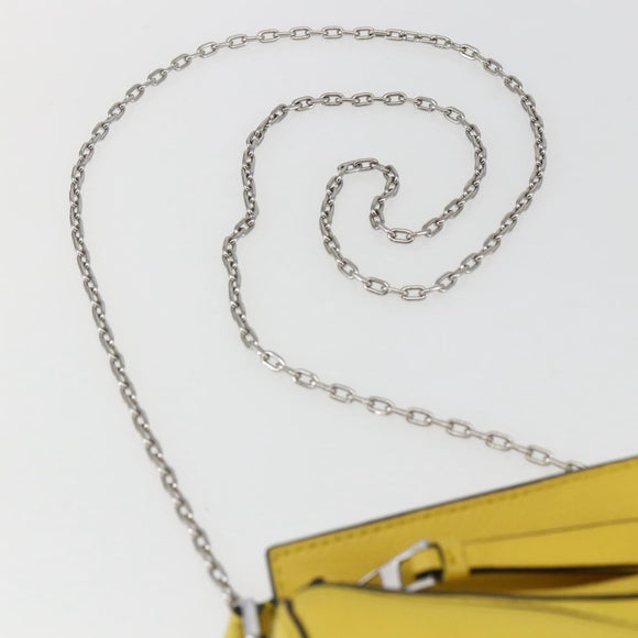 LOEWE Puzzle Chain Shoulder Bag Leather 2way Yellow Auth 157417M