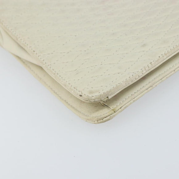 BALLY Quilted Chain Shoulder Bag Leather White Gold Auth 157424