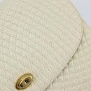 BALLY Quilted Chain Shoulder Bag Leather White Gold Auth 157424-14