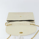 BALLY Quilted Chain Shoulder Bag Leather White Gold Auth 157424-16