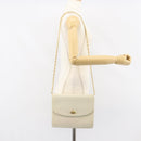 BALLY Quilted Chain Shoulder Bag Leather White Gold Auth 157424-23
