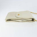 BALLY Quilted Chain Shoulder Bag Leather White Gold Auth 157424-4