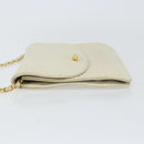 BALLY Quilted Chain Shoulder Bag Leather White Gold Auth 157424-5