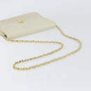 BALLY Quilted Chain Shoulder Bag Leather White Gold Auth 157424-7
