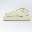 BALLY Quilted Chain Shoulder Bag Leather White Gold Auth 157424-9