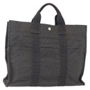 HERMES Her LineMM Hand Bag Canvas Gray Silver Auth 157426-1