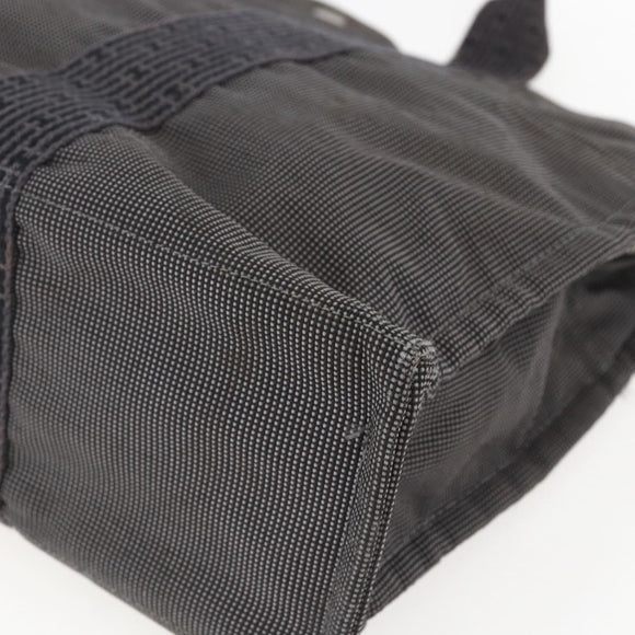 HERMES Her LineMM Hand Bag Canvas Gray Silver Auth 157426