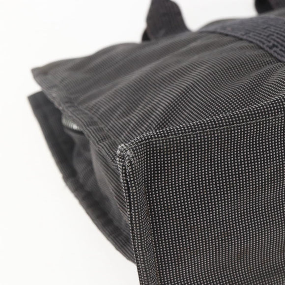 HERMES Her LineMM Hand Bag Canvas Gray Silver Auth 157426