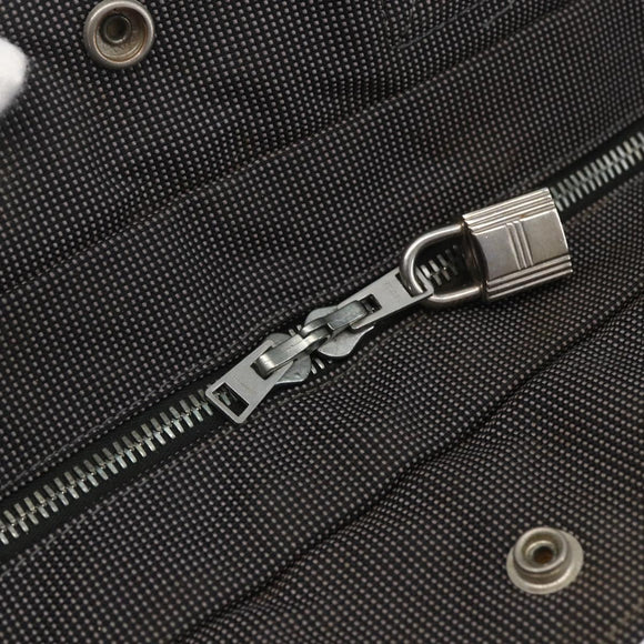 HERMES Her LineMM Hand Bag Canvas Gray Silver Auth 157426