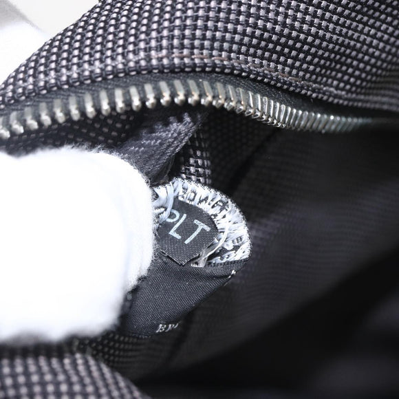 HERMES Her LineMM Hand Bag Canvas Gray Silver Auth 157426