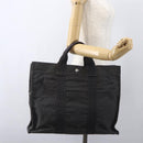 HERMES Her LineMM Hand Bag Canvas Gray Silver Auth 157426-20