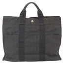 HERMES Her LineMM Hand Bag Canvas Gray Silver Auth 157426-3