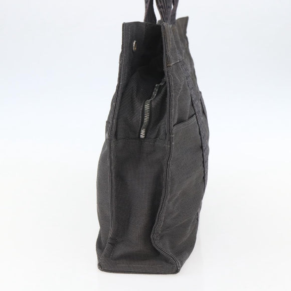 HERMES Her LineMM Hand Bag Canvas Gray Silver Auth 157426