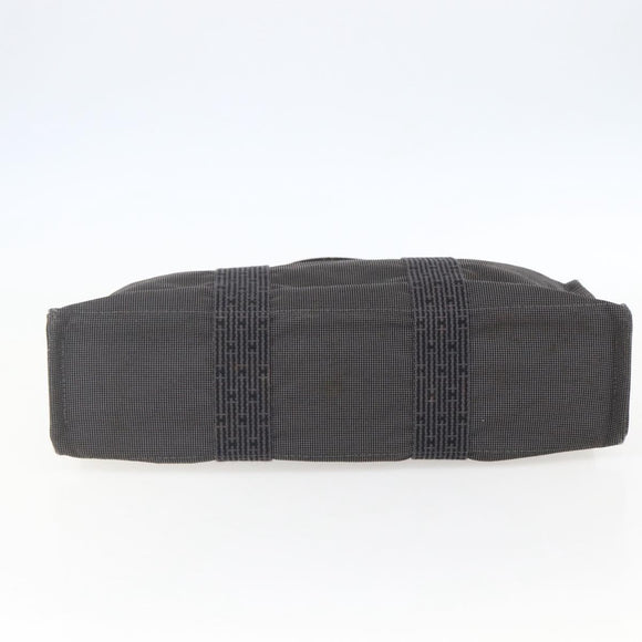 HERMES Her LineMM Hand Bag Canvas Gray Silver Auth 157426