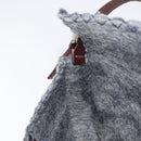 FENDI Floral Mamma Baguette Shoulder Bag Felt Gray Silver Auth 157450SM-23