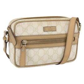 GUCCI GG Supreme Shoulder Bag PVC Beige Gold 201447 Auth 157452