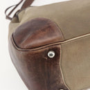 PRADA Tote Bag Canvas Beige Silver Auth 157454-17