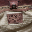 PRADA Tote Bag Canvas Beige Silver Auth 157454-19
