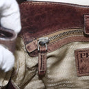 PRADA Tote Bag Canvas Beige Silver Auth 157454-20