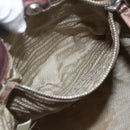 PRADA Tote Bag Canvas Beige Silver Auth 157454-23