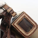 PRADA Tote Bag Canvas Beige Silver Auth 157454-9