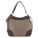 PRADA Tote Bag Canvas Beige Silver Auth 157454-13