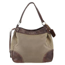 PRADA Tote Bag Canvas Beige Silver Auth 157454-2